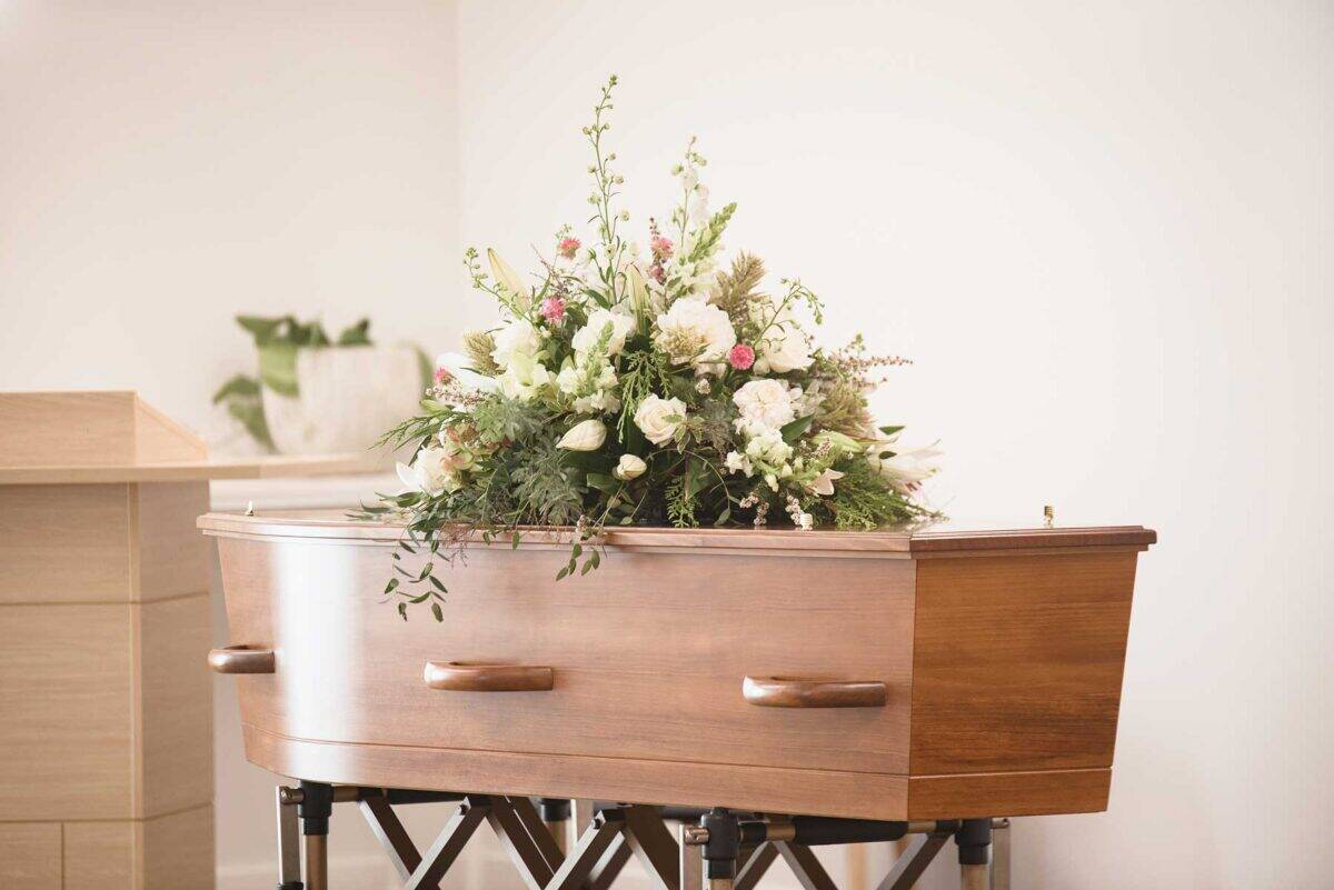 Casket Closeup Flower Spray Adjusted