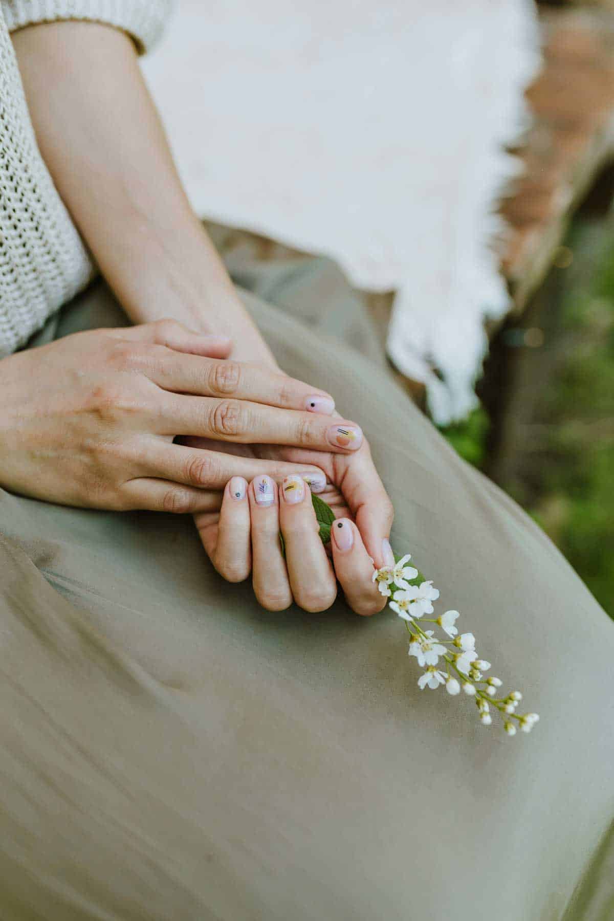 Hands Lap Flowers